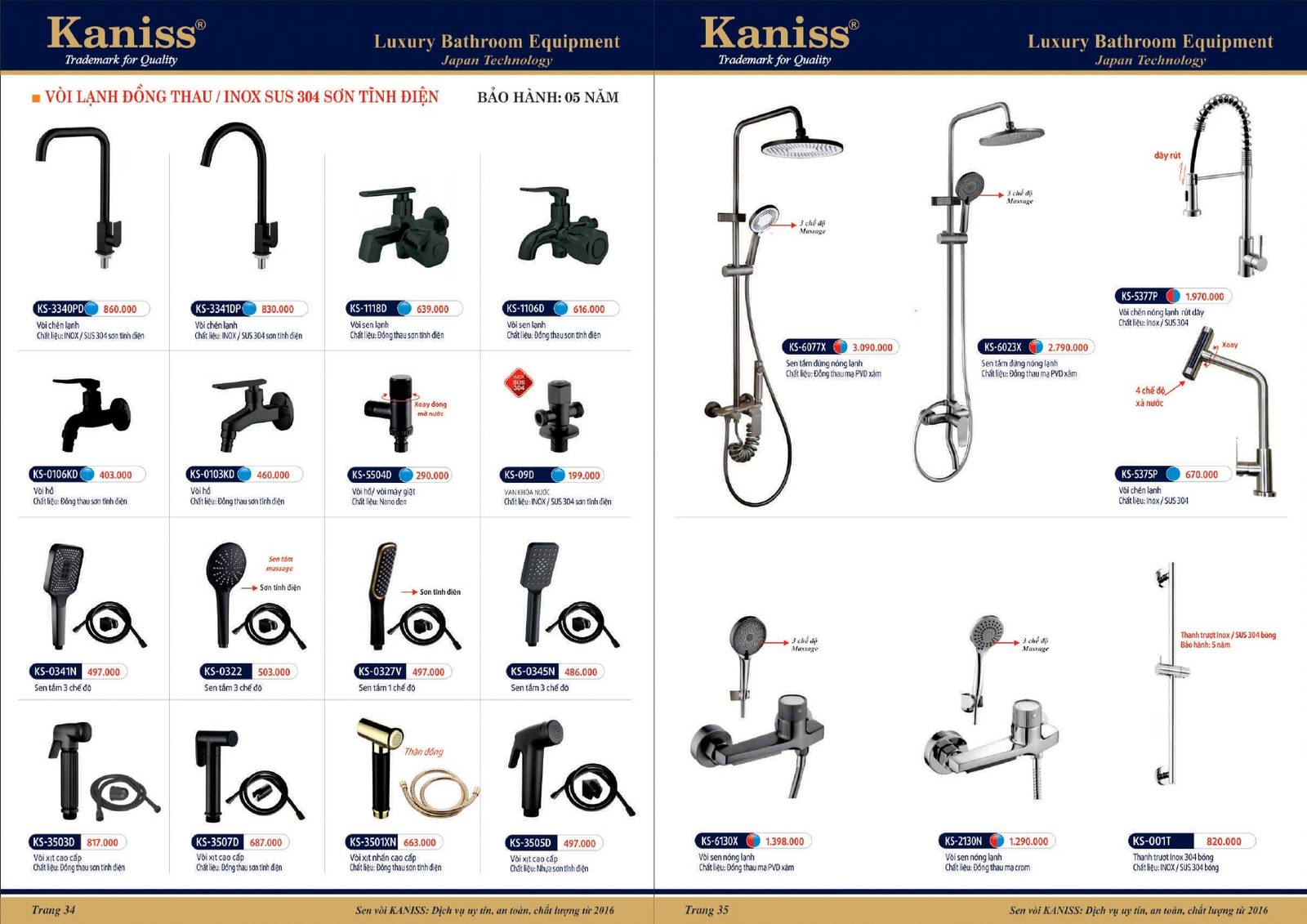 Bảng giá và Catalogue Thiết bị vệ sinh KANISS mới nhất 2025 /Page 18